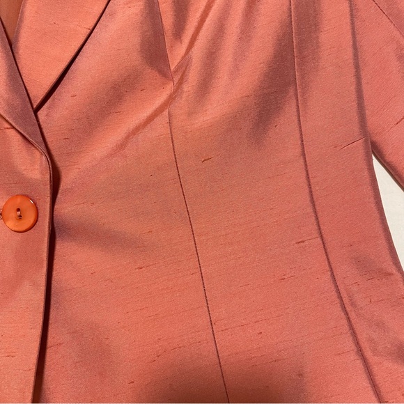 Talbots Women’s Long Sleeve Silk Jacket One Button Front Melon Color 6 Lovely - Picture 4 of 7